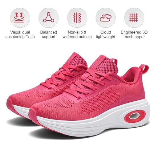 Womens Trainers Lightweight Running Shoes Ladies Mesh Breathable Cushioned Walking Sneakers for Athletic Sports Tennis Jogging Gym Outdoor,Rose Pink,3.5UK/36EU — view 3