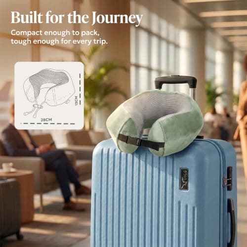LUGG Memory Foam Travel Pillow – 360° Ergonomic Neck & Head Support, Slow Rebound Cushioning, Breathable Cover, Lightweight U-Shape Pillow for Flights, Trains & Cars, Includes Storage Bag - Sage Green — view 5