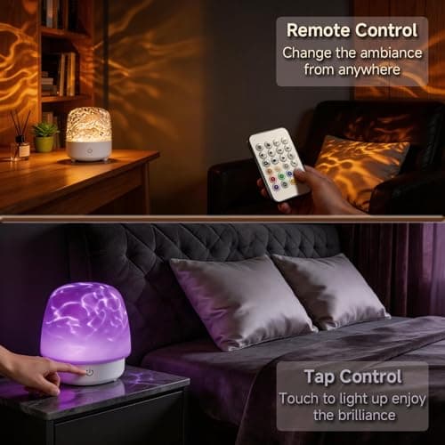 praclife Waterproof Shower Lamp with Bluetooth 5.3 Speaker, 16 Colors Dynamic Wave Projector Romote and Touch Control Lamps, Rechargeable RGB Mood Light for Bathroom, Spa, Bedroom Camping (White) — view 4