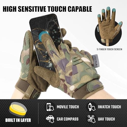 WTACTFUL Full Finger Gloves for Motorbike Motorcycle Riding Cycling Bicycle Hunting Hiking Riding Work Climbing Camping Driving Men's Gloves Camo S — view 5