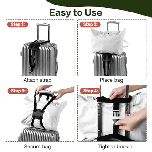 IONEKIUK 2 Pack Luggage Straps Adjustable Suitcase Connector Belt Black — view 5