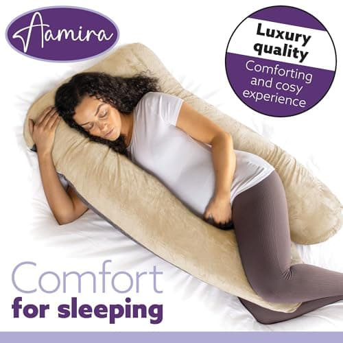 Aamira U Shaped Pregnancy Pillow, Memory Foam, Cream & Dark Grey — view 6