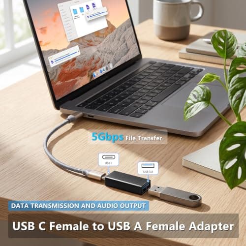 Duttek USB C to USB Adapter, Type C Female to USB Female Adapter Connector Compatible with iPhone 11,Google Pixel, Samsung Galaxy S20, Huawei, Moto (2 pack) — view 2