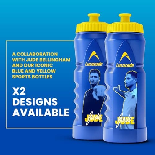 Lucozade Sport x Jude Bellingham England Football 1L Sports Water Bottle – leak proof, with sports cap & measuring strip, in yellow & blue — view 5