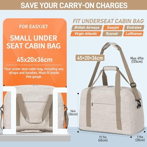 FIORETTO Cabin Bag 45x36x20, 32L Beige — view 3
