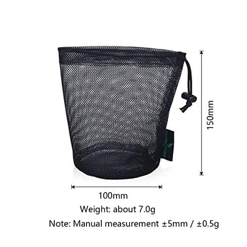 iBasingo Mesh Drawstring Storage Sacks with Cord Lock, Black 5 Pack BVP01 — view 2