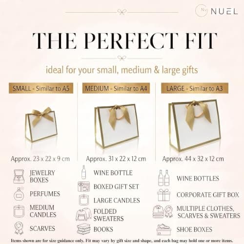 Nu-Nuel Luxury Paper Bag | Matt Laminated Gift Bags with Rope Handles | 2 Large Boutique Gift Bags (2, LARGE - 440x320x120mm) — view 2