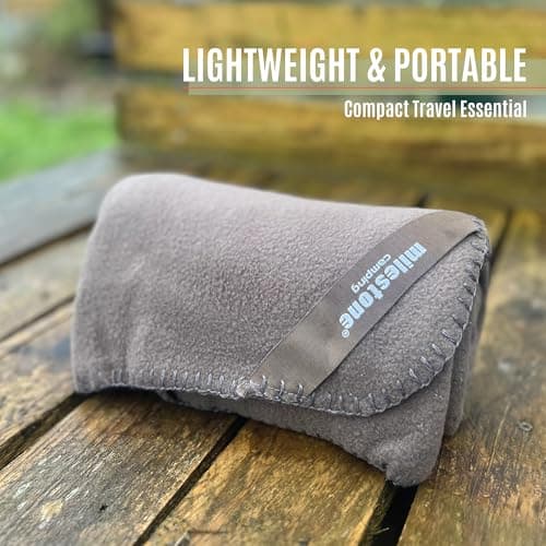 Milestone Thermal Fleece Blanket/Soft Touch Fabric/Cosy Extra Layer for Travel & Days Out / 120 x 150cm (Stone) — view 3