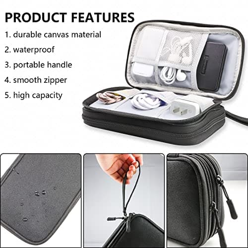 Teskyer Travel Cable Organiser Bag, Travel Essential, Black — view 4