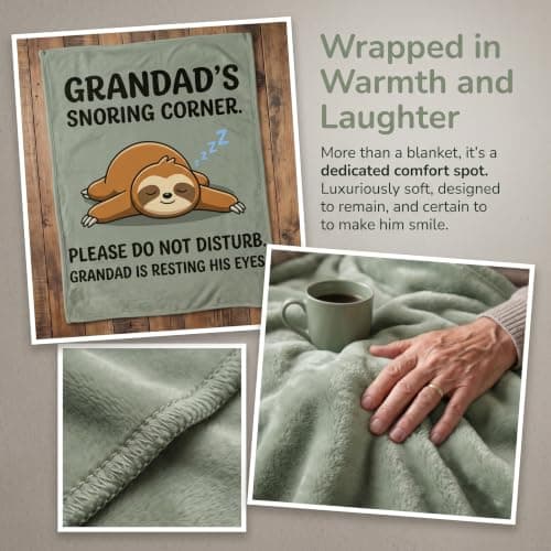 Funny Grandad Gifts from Grandchildren, Cozy Sloth Blanket for Grandparents, Grandpa Birthday Presents from Grandkids, Personalised Gift for Grampy From Grandson Granddaughter on Christmas, 50 x 60 in — view 4
