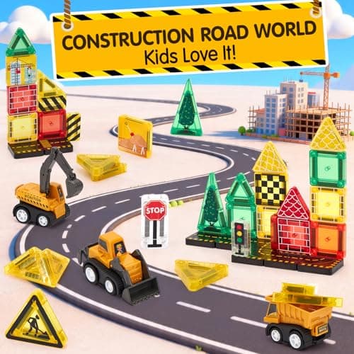 hahaland Mini Magnetic Tiles Set Road Magnetic Building Blocks with Case — view 2