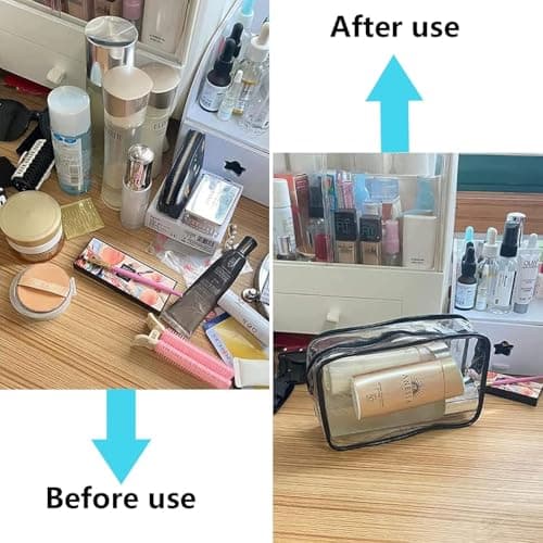 Clear Makeup Bags,Small Toiletry Bag,3 Pcs Clear Travel Toiletries Bag,Waterproof Cosmetic Bag with Zipper,for Vacation,Bathroom and Organizing,Travel Essentials for Toiletries & Cosmetics — view 4