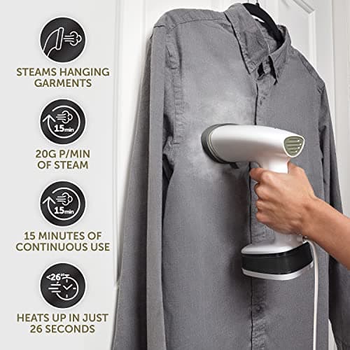 Breville CompactSteam Foldable Garment Steamer | Handheld Travel Clothes Steamer | 1400W | Fast Heat Up | Travel Bag | White & Gold — view 3