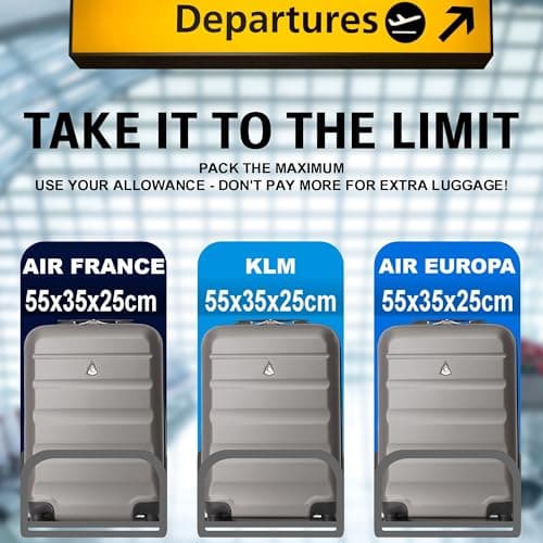 Aerolite 55x35x25 Hard Shell Cabin Suitcase, 4 Wheels, Air France KLM — view 4