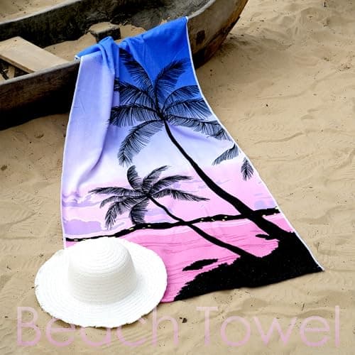 GEEZY Microfibre Beach Towel, Sunset Design - Quick Drying, Lightweight, Sand-Free, Large & Durable, Summer Design - Beach Essentials for Travel, Holiday, Swimming, Sauna, Adults & Kids, 70x140cm — view 2