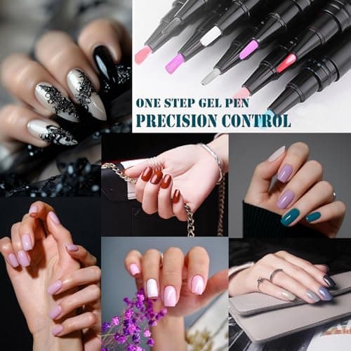 3 Colors One Step 3-in-1 UV Gel Nail Polish Pen Kit, Quick-Dry Soak-Off Nail Art Pens, No Base Coat Needed, Includes Light Purple, Lavender & Blue Shades for DIY & Professional Manicure — view 5