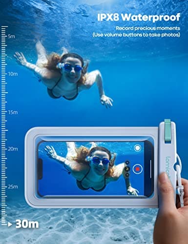 Lamicall Waterproof Phone Pouch Case - [2 Pack] IPX8 Waterproof Phone Case for Swimming Dry Bag with Clip Strap for iPhone 17 16 15 14 13 12 11 Pro Max Plus Air Mini, Xs, Samsung S23, Up to 7” - White — view 2