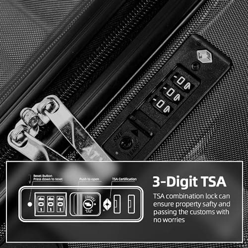 ATX Luggage Medium Suitcase on 4 Dual Spinner Wheels Super Lightweight ABS Hard Shell Hold Check in with Built-in TSA Lock (Gun Metal Grey, 65Liter) — view 4