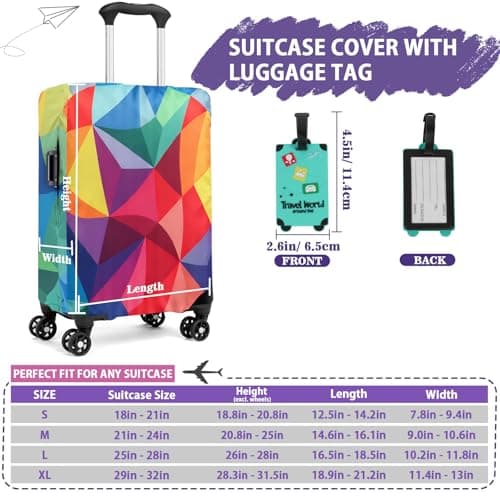 Aovanta Suitcase Cover Protector, 29-32 inch Large Luggage Cover with Suitcase Tag, Elastic Suit Case Covers for Luggage, Travel, Holiday (Pattern 1, 29-32in) — view 4