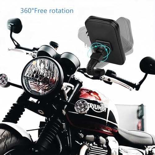 SUNSEATON 360-degree Rotating Waterproof Motorcycle Phone Support Holder, Motorbike Mount Case Stand Phone Holder, Universal Motorcycle Holder for Phones GPS Smaller than 6.2" (XL, Black) — view 2