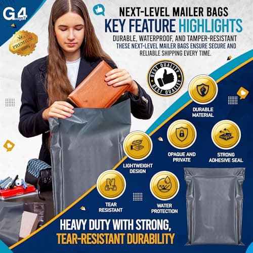 G4GADGET 25 Pack Large Grey Mailing Bags 17x24 [432mm x 610mm] – Strong Postage Bags for Clothes, Vinted Shipping, Parcel Packaging, Delivery, Mailing & Posting — view 4