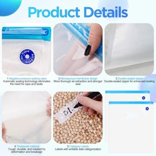 30 Reusable Filament Storage,30×34cm Filament Vacuum Bags with Hand Pump and Sealing Clip,Vacuum Storage Bags,Vacuum Seal Bags for Lunch Sandwich Snacks Fruit Bag Food Storage,Meal Prep and Sous Vide — view 3
