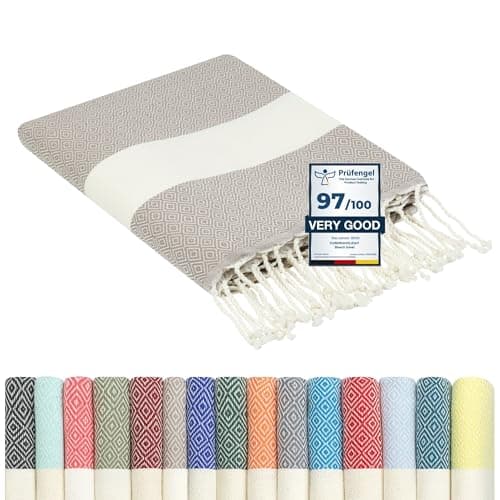 furora HOLIDAY Beach Towel for adults (cotton): Extra Large 100x200 cm / 39x79 Inch | lightweight, wearable Turkish Towel Fouta, sand free | Travel Towel, Picnic Blanket, Women Men Holiday Essentials