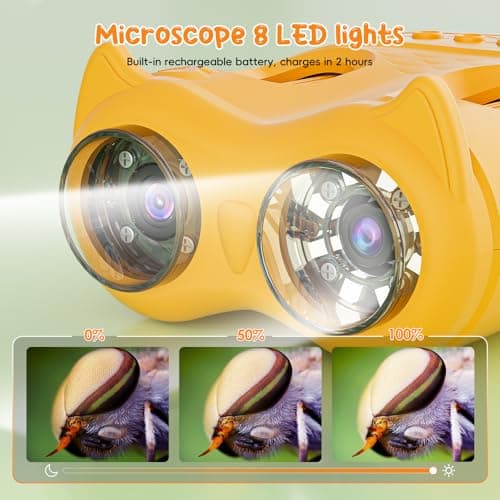 1000X Handheld Microscope for Kids, Temodu 4K 2.0" Screen Educational Science Kit Digital Microscope, Rechargeable Mini Pocket Binoculars, Birthday, Ages 3+ (Orange) — view 4
