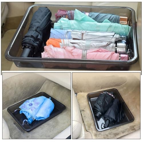 GOOHOCHY Stackable Car Trunk Storage Box Multi-use Interior Organizer for Shoes Umbrellas under Seat Compatibility Compact Car Storage Holder for Road Trips and Daily Commutes — view 3