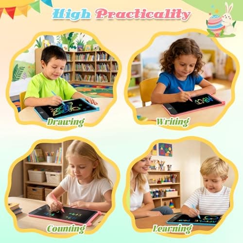 [2 Pack] RaceGT 8.5 Inch LCD Writing Tablet for Kids, Colorful Screen Drawing Pad and Doodle Board, Holiday Travel Essentials Toys Birthday Easter Gift for 3 4 5 6 7 8 Year Old Boys Girls(Pink & Blue) — view 3