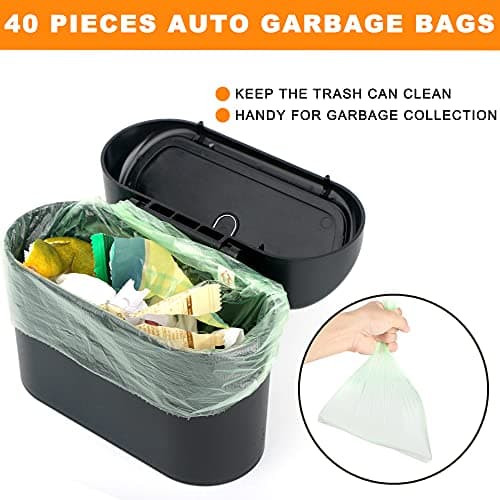 Einesin Car Trash Can, Mini Car Organizer Bin with Lid and 40pcs Trash Bags, Small Garbage Can for Storage and Organization Car Accessories, Capacity 1.4L — view 4