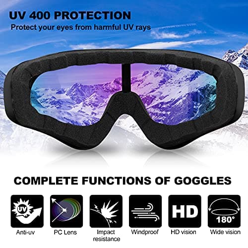 SixYard Ski Goggles, Motorcycle Goggles, 3 Pack Snowboard Snow Goggles for Men Women Adult Youth (Style 6) — view 5