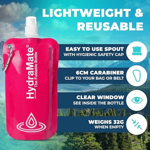HydraMate Collapsible Water Bottle - Foldable Water Bottle - 750ml Pink — view 2