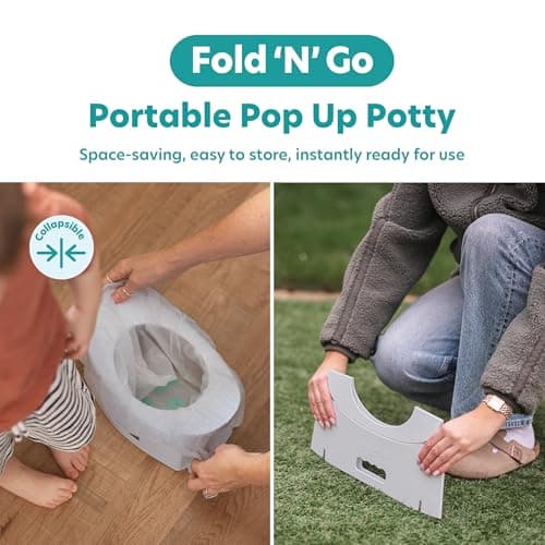 Potette® Fold ‘N’ Go Travel Potty – Compact Portable Potty for Toddlers & Kids | Foldable Baby Toilet Seat with 3 Disposable Liners | Ideal for Car Journeys, Travel & Potty Training On the Go — view 2