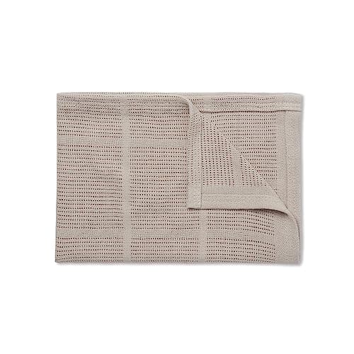 MORI Organic Cotton Bamboo Cellular Muslin Blanket 70x100cm, Taupe — view 2
