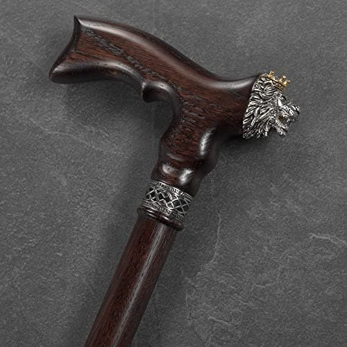 Asterom Walking Stick, Wooden Walking Sticks for Men, Walking Cane (Lion) — view 4
