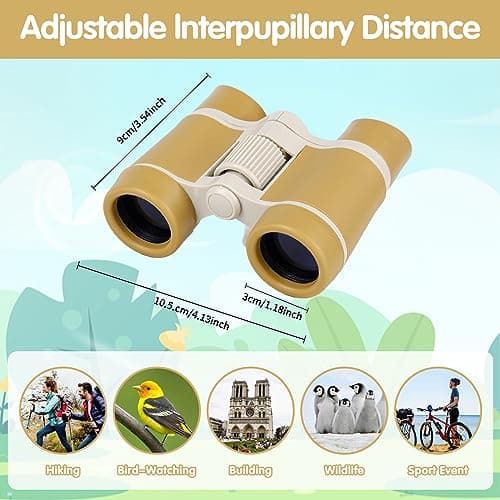 Kids Binoculars for Outdoor Toys, Sports, Bird Watching, Educational Learning, Travel, Hiking, Camp - Observer's Binoculars, Birthday Presents (Brown) — view 2