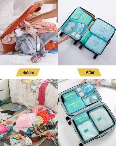 BillyBath Suitcase Organiser Travel Garment Bags, 8-in-1 Case Organiser Set, Packing Cubes, Suitcase Organiser, Packing Bags, Travel Luggage, for Clothes, Shoes, Underwear, Cosmetics — view 5