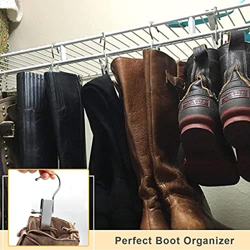 Coideal Boot Hanger Clips Hooks - 8 Pack Laundry Hook Hanging Clothes Pins Portable Stainless Steel Clothing Pant Holder for Travel,Closet,Towel (Silver) — view 5