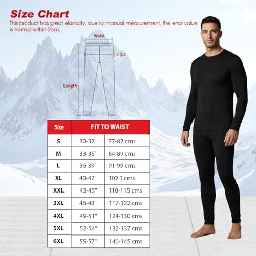 TT ThreadTrade Men's Thermal Underwear Set, Top Bottom Long Johns Warm Base layer Thermal Set Vests Trousers for Cold Winter Wear and Skiing Running Workout (Charcoal Full-Sleeve Set, XL) — view 6