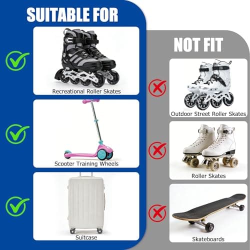 TOBWOLF 8 Pack 70mm 82A Indoor Inline Skate Replacement Wheels, Black — view 5