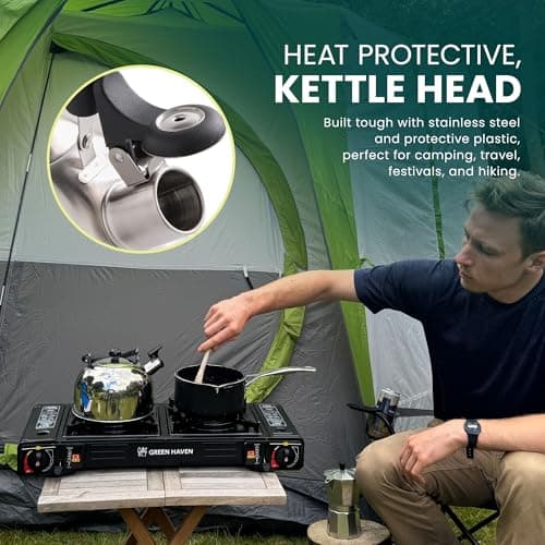 Green Haven Camping Kettle | Whistling Gas Stove Top Kettle 2L Stainless — view 4