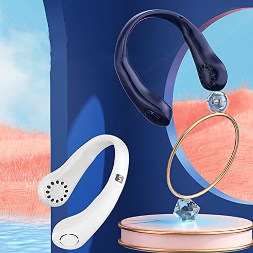 MOREASE Neck Fan, Portable Neck Fan Rechargeable Personal Fan, 3000mAh USB Wearable Hands Free Fan, 4+1 Speeds Cooling Fans, Leafless Hanging Bladeless Mini Neck Fan for Women Men Outdoor (W+) — view 2