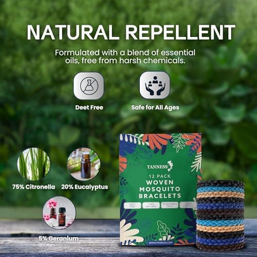 Tanness 12 Pack Mosquito Repellent Bracelet - 370 Hours Protection Insect Bands — view 2