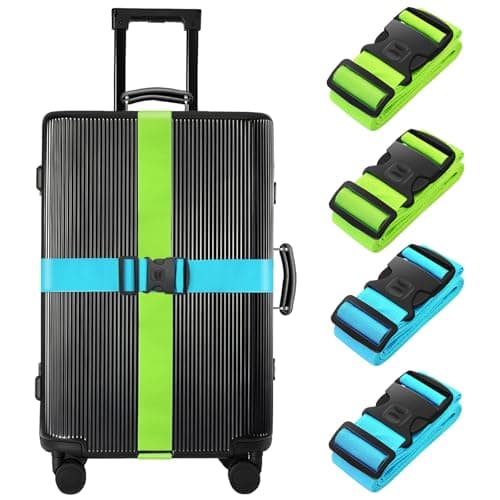 BILIONE 4 Pcs Luggage Straps for Suitcases Strap Lockable Suitcase Belts