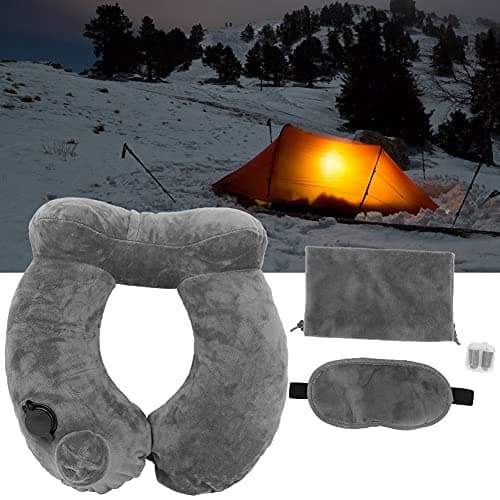 GETKIVA Inflatable Travel Neck Pillow U Shaped 4 Pack 32 x 30 x 10 cm One Press Auto Inflate Portable Neck Support (Grey) — view 6
