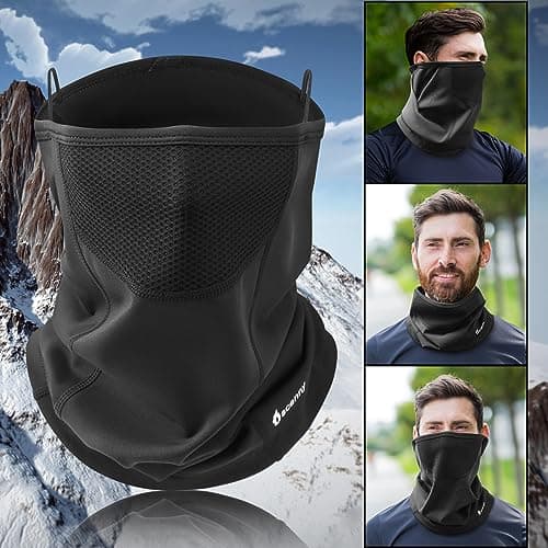 Oscenny Snood Windproof Multifunctional Winter Fleece Motorbike neck warmers Mens Loop Scarf Women's Scarf Keep Warm Sports Neck Warmer for Skiing Bicycle Jogging Moto Cycling (Black-Net) — view 6