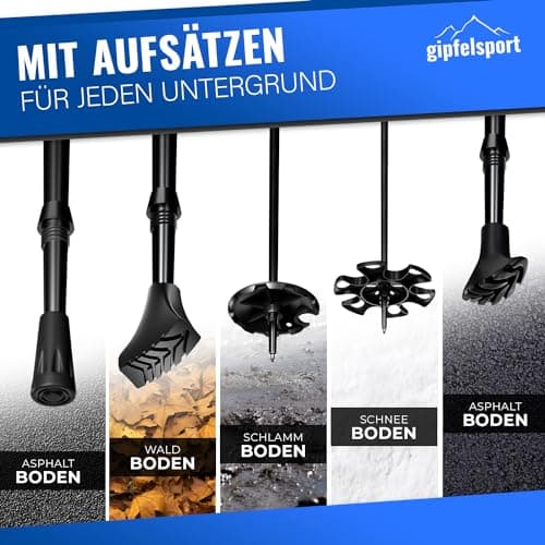 Carbon Nordic Walking poles – pair with bag I Walking poles for men and women, adjustable | Telescopic poles with attachments, rubber buffer I + free eBook — view 6