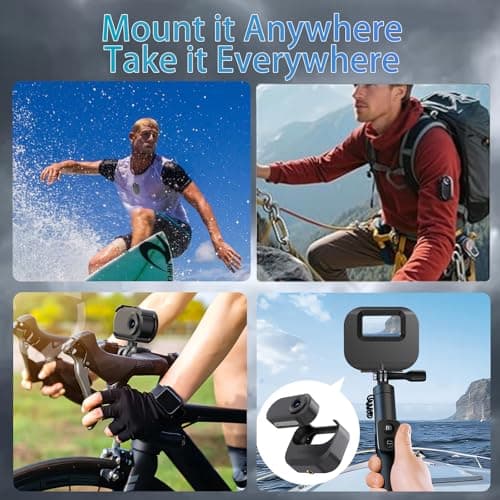 LX-VIECKDUN Mini Action Camera Thumb Camera 720P HD Tiny Portable Vlogging Camera Mount Anywhere Life Waterproof 140 Min Battery Life AI Editing For Vlogging Outdoor Travel Skiing and Riding — view 3