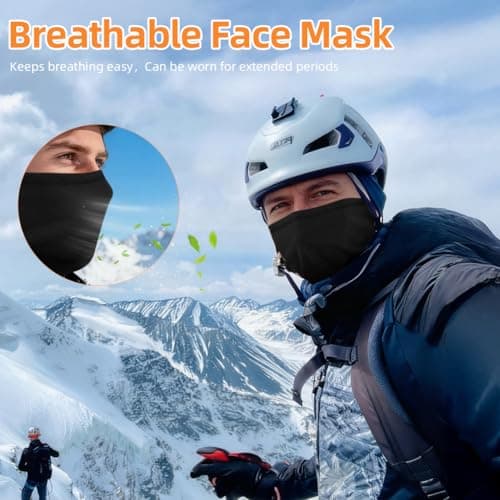 AUYAO Fleece Neck Warmer Thermal Snoods Unisex Winter Cold Weather Knitted Neck Covering Scarf Neck Gaiters Warmer Snoods Headwear Bandana Motorcyclists Snoods for Sports Outdoor(Black+Dark Gray) — view 6
